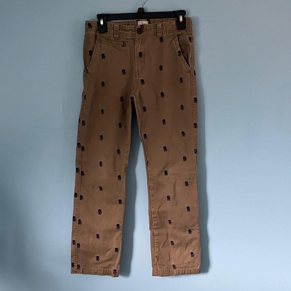 Children’s Place Kids Brown Embroidered Skull Chino Pants size 14